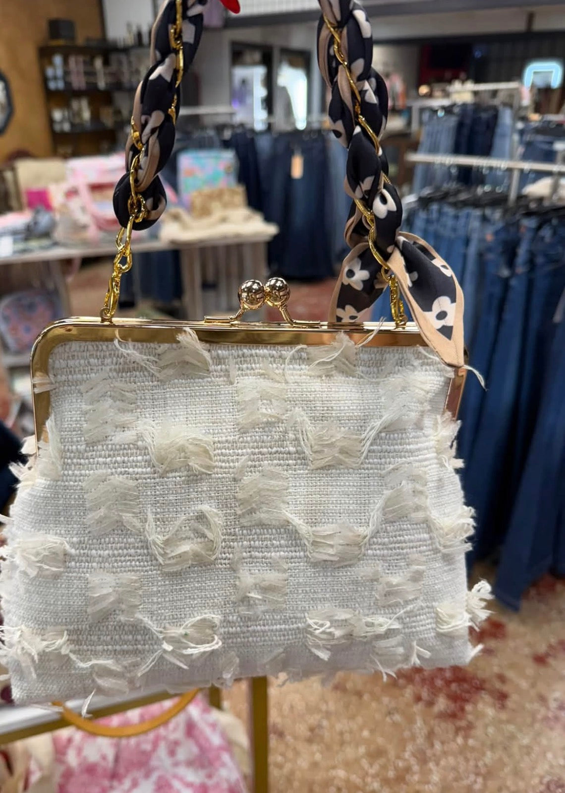 Ivory Darling Textured Kiss-Lock Purse | Vintage-Inspired Statement Handbag