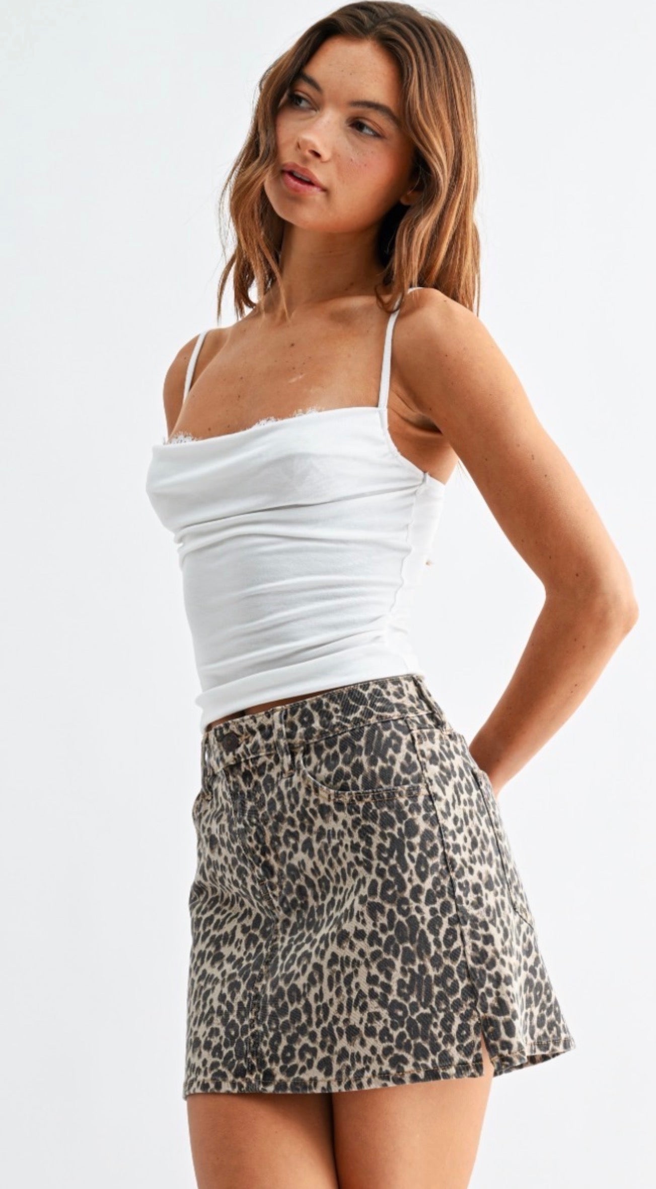 Wild Side Leopard Print Cotton Mini Skirt