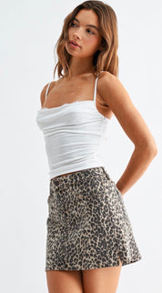 Wild Side Leopard Print Cotton Mini Skirt