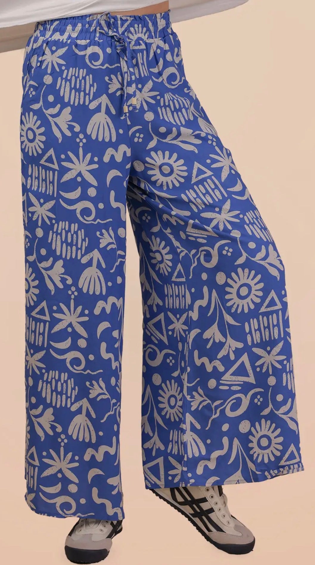 Coastal Sketch High-Waist Wide Leg Pants