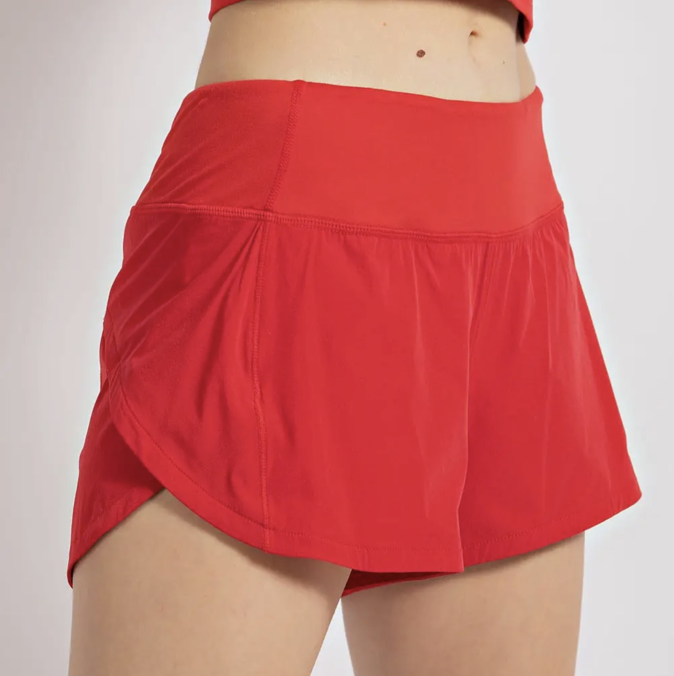 Stretch Woven High Rise Athletic Shorts with Waistband & Pockets