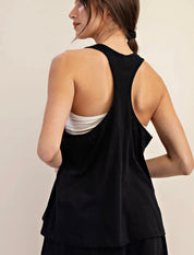 Black Flowy Racerback Tank Top – Lightweight Everyday Casual Tank