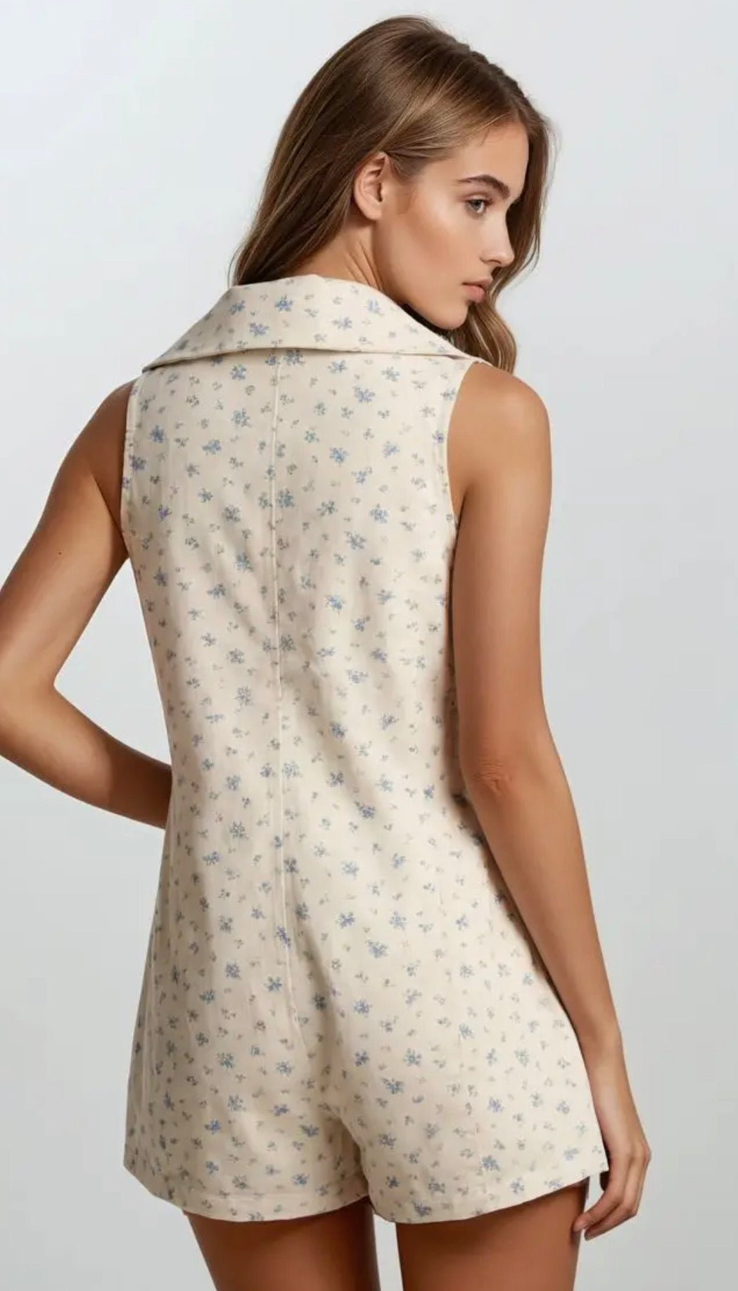 Daisy Button Front Sleeveless Romper