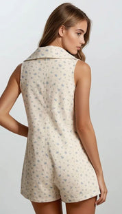 Daisy Button Front Sleeveless Romper