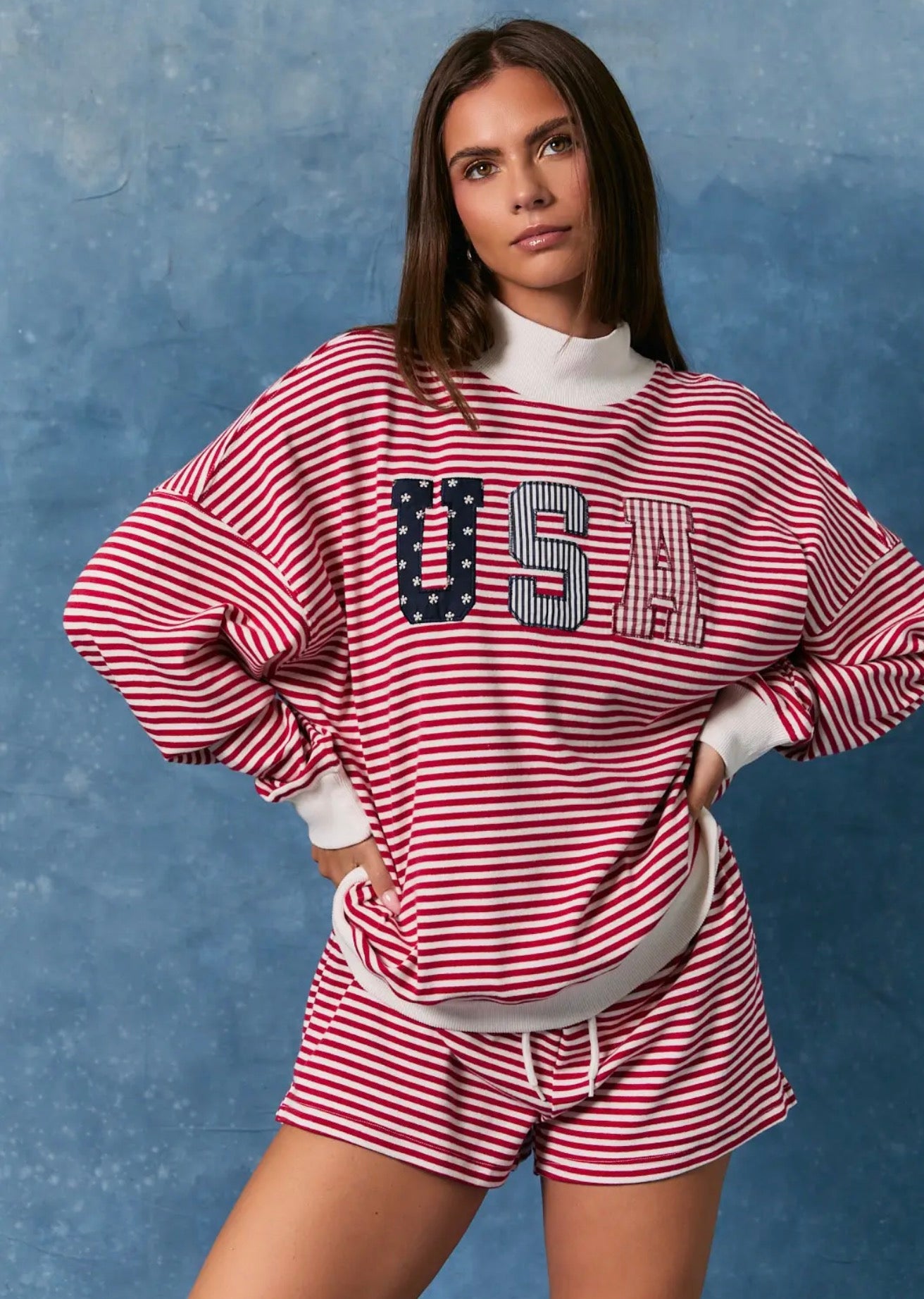 USA dream girl mock neck set