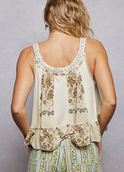 Golden Meadow Lace Trim Tank