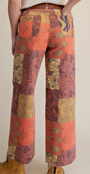 Autumn Mosaic Patchwork Cropped Pants