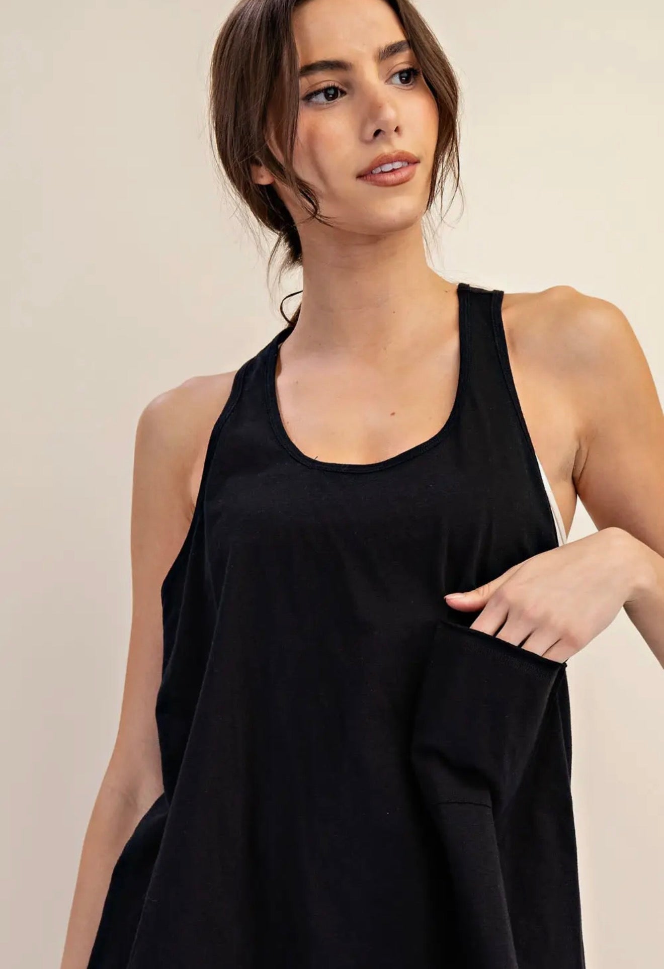 Black Flowy Racerback Tank Top – Lightweight Everyday Casual Tank