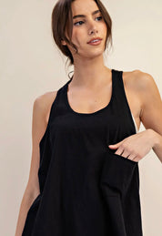 Black Flowy Racerback Tank Top – Lightweight Everyday Casual Tank