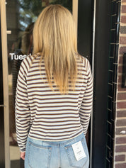 Coastal Mocha Striped Knit Pullover