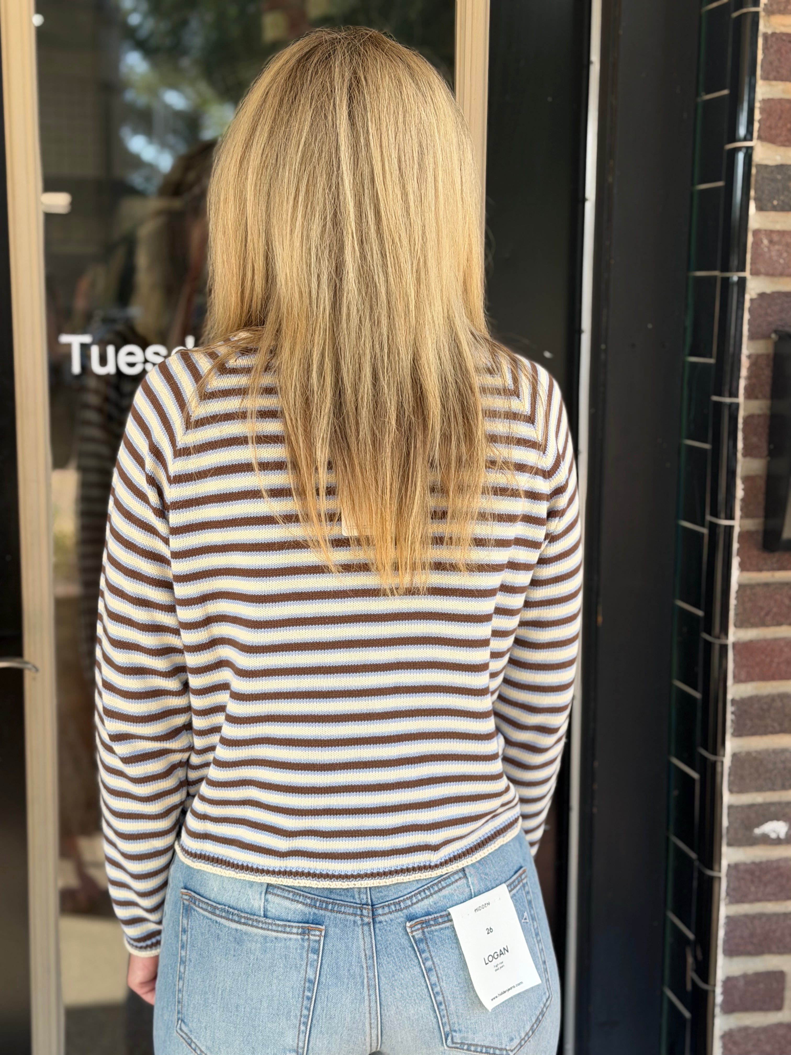 Coastal Mocha Striped Knit Pullover