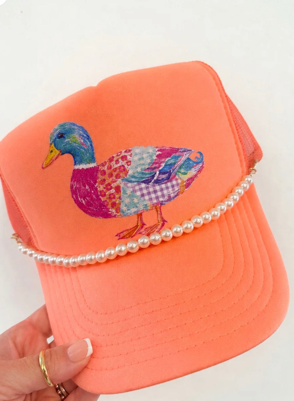 Pearls & Patchwork Duck Trucker Hat