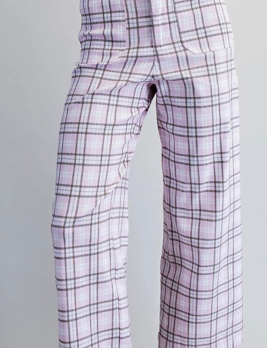 Stretchy plaid work pants