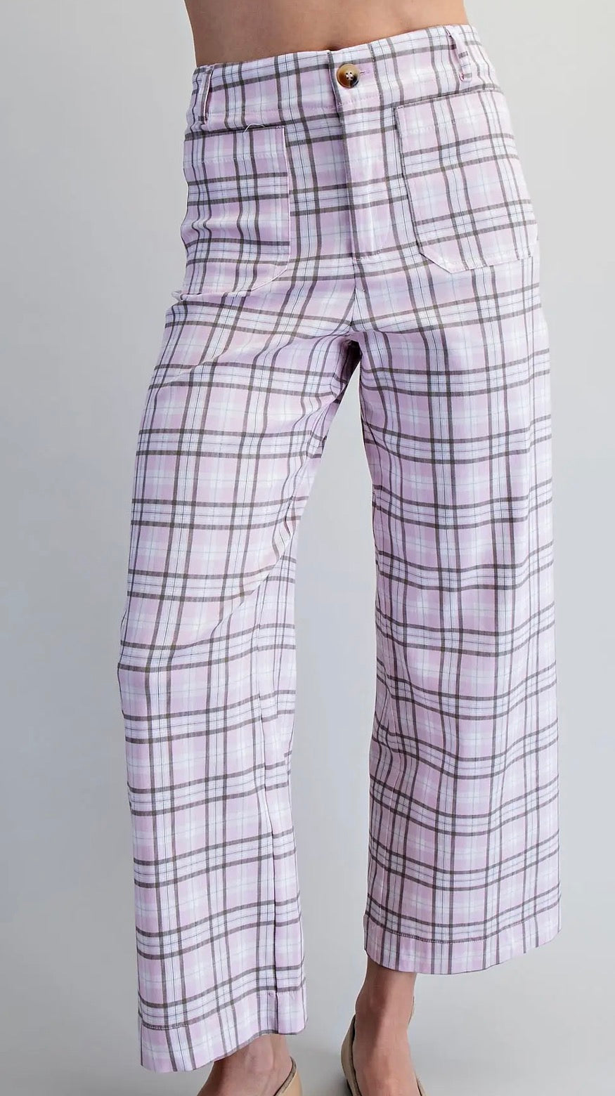 Stretchy plaid work pants