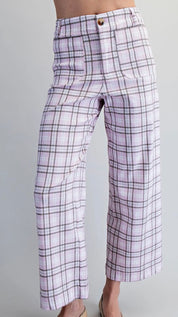 Stretchy plaid work pants