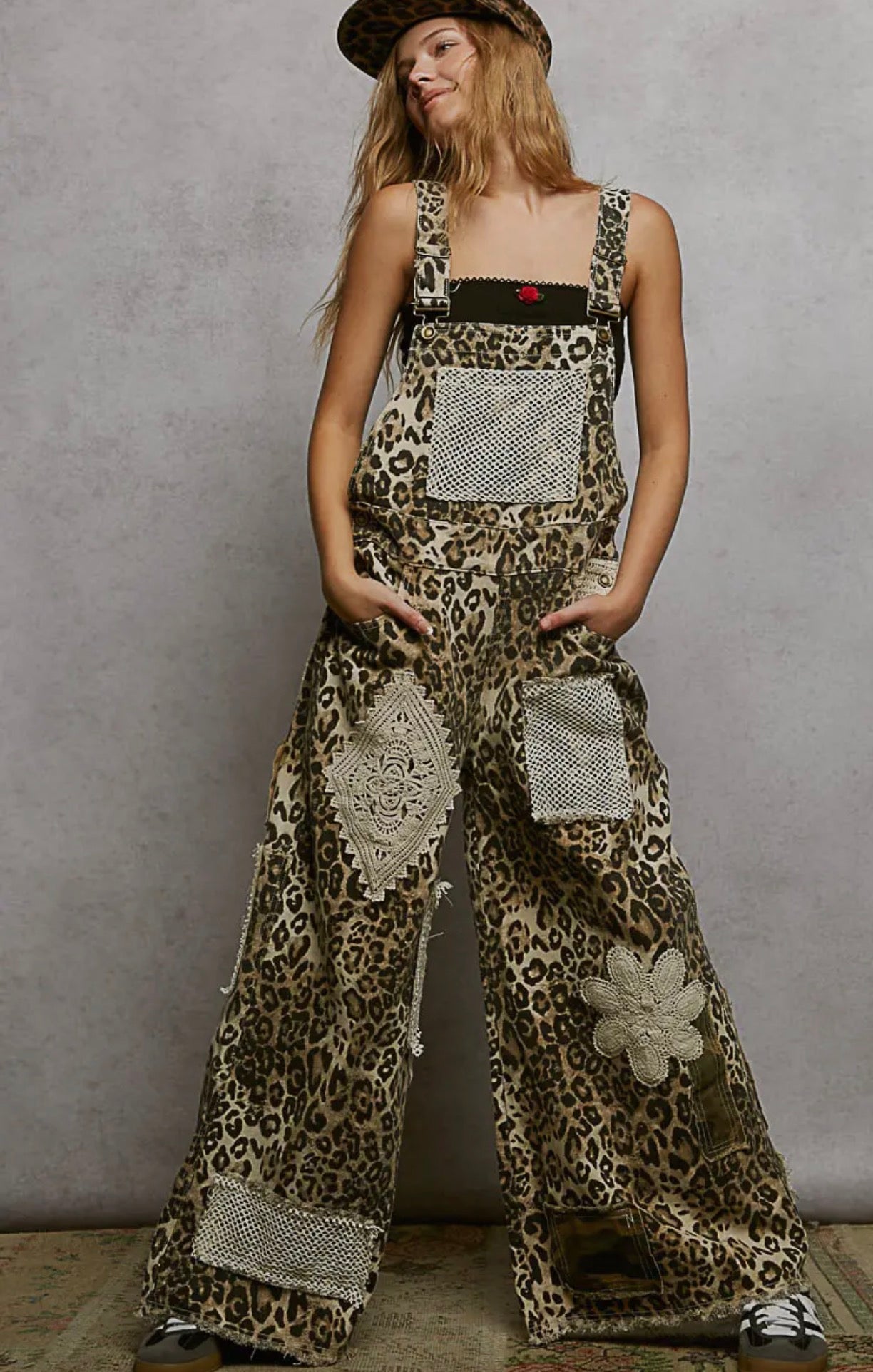 POL- leopard woven overalls