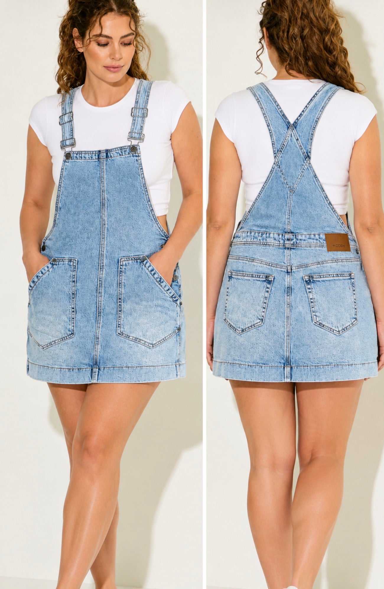 Hidden Everyday Ease Denim Overall Dress