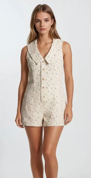 Daisy Button Front Sleeveless Romper