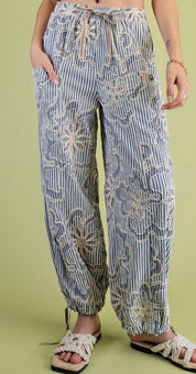 Bloom & Breeze Embroidered Stripe Pants