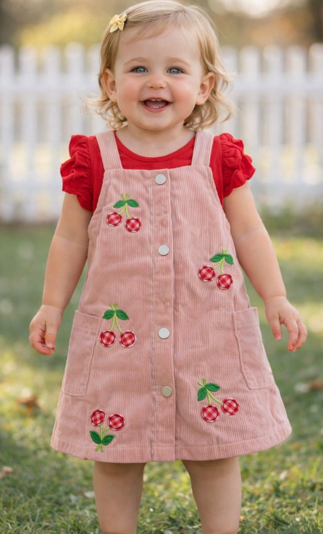 Checkered cherry dress outfit