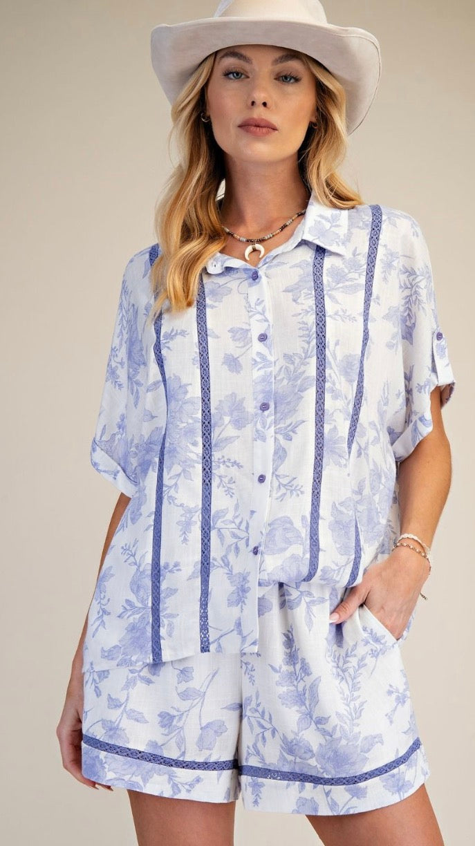 Blue Breeze Floral Lounge Set