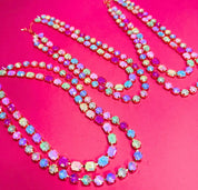 Pastel Rainbow Crystal Statement Necklace | Gold-Tone Multicolor Necklace