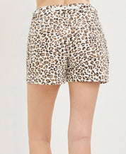 Risen Leopard Print Drawstring High Rise Shorts