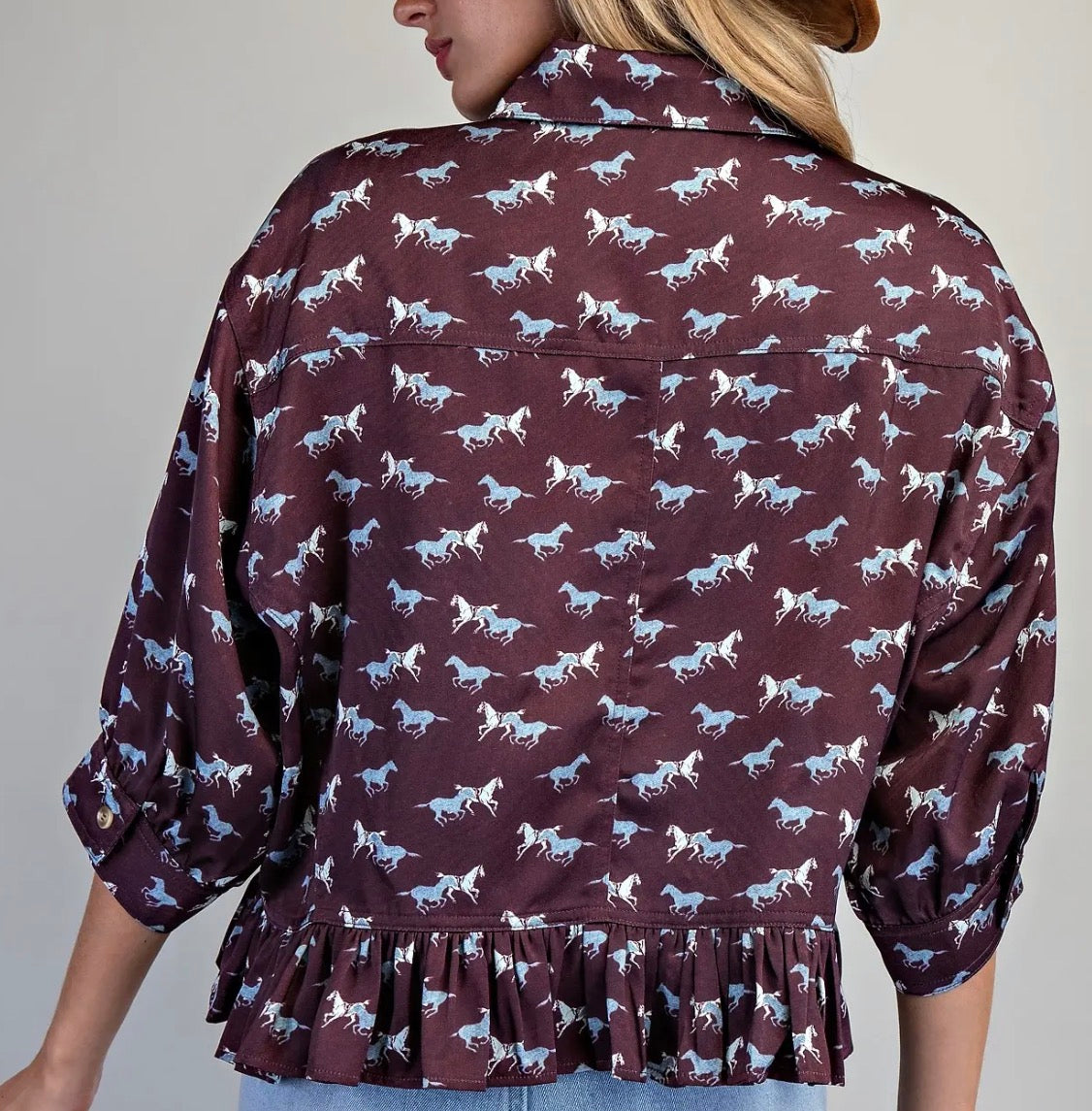 Wild West Whimsy Horse Print Blouse