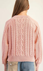 Misty rose cable knit sweater