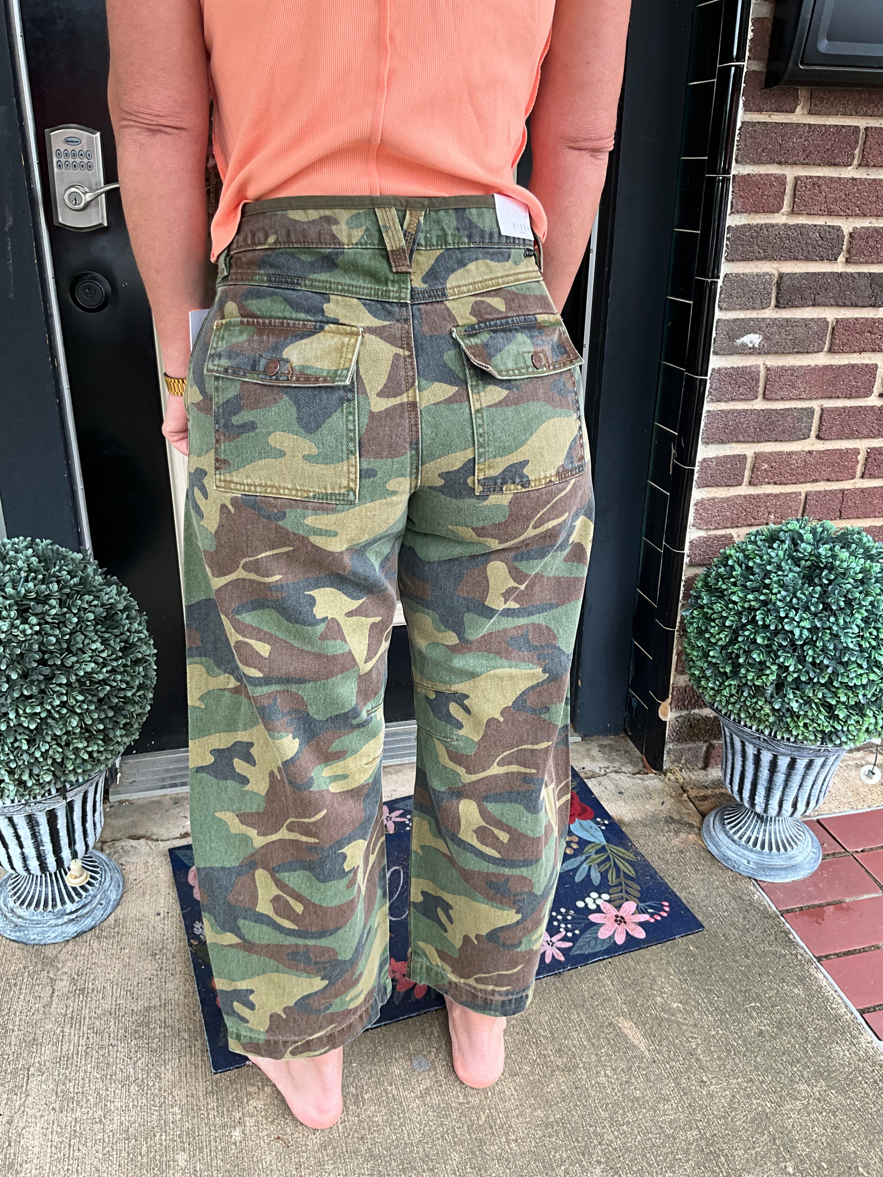 Risen “Camo Cutie” Barrel Jeans