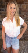 Pink and white blouse