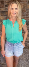 Sleeveless V neck blouse