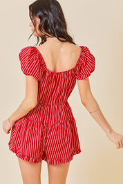 Red striped romper