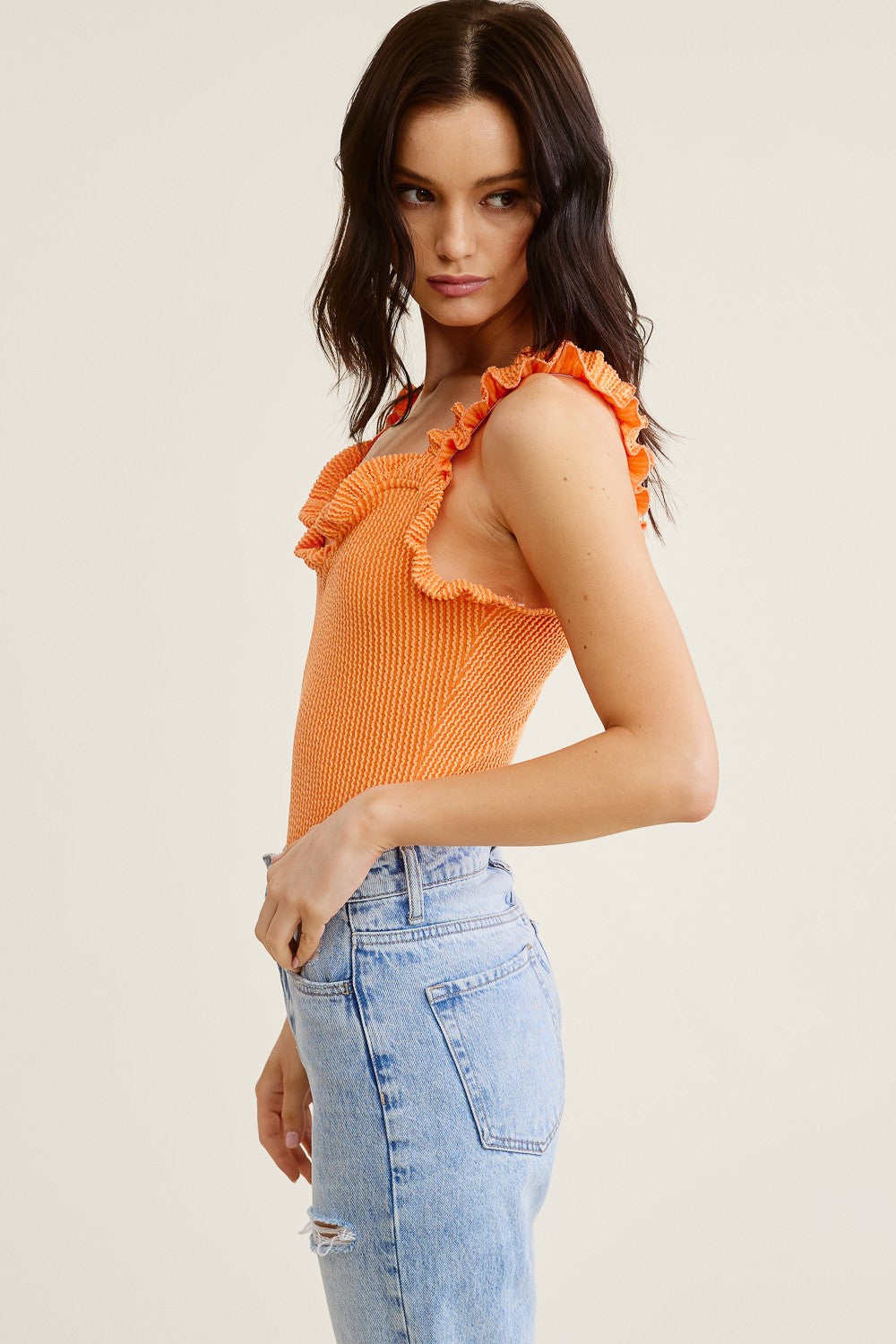 Ruffle strap bodysuit