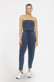 Strapless denim jumpsuit