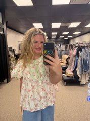 Mint To Be Floral Babydoll Top
