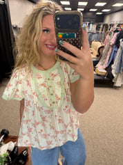 Mint To Be Floral Babydoll Top