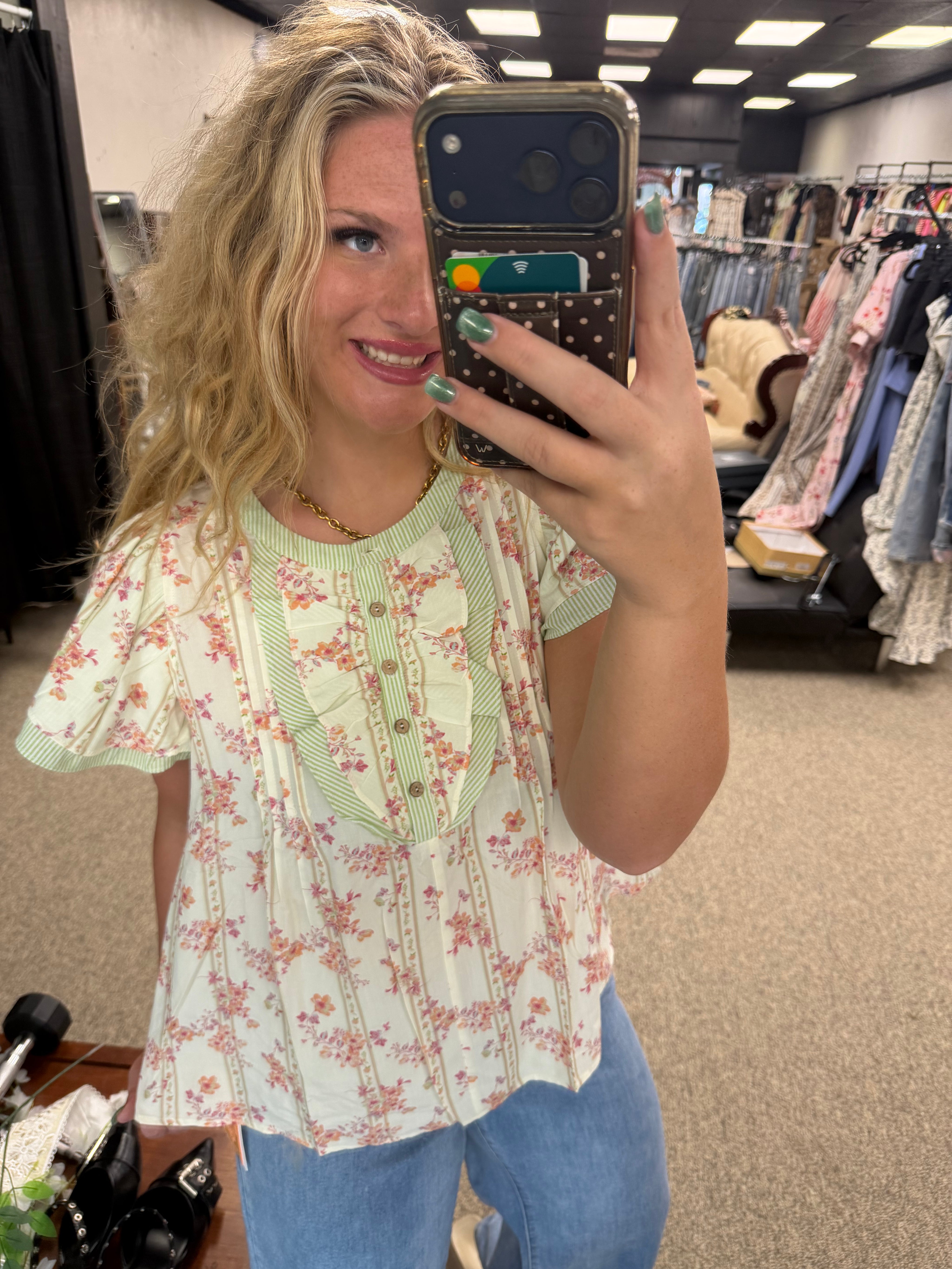 Mint To Be Floral Babydoll Top