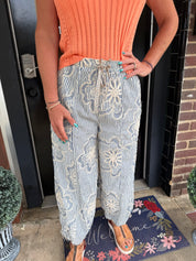 Bloom & Breeze Embroidered Stripe Pants