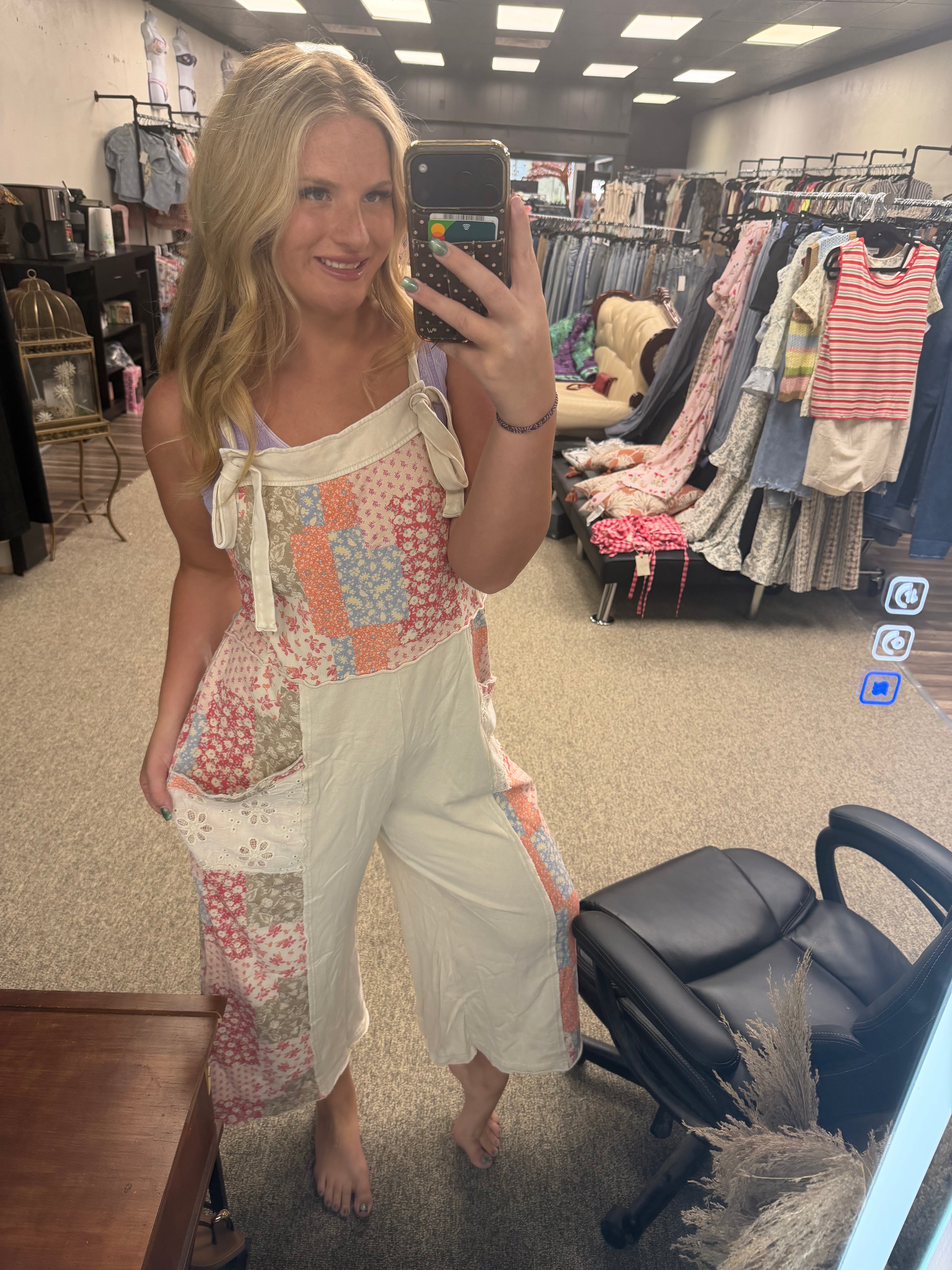 Patchwork Petals Overalls Jumpsuit