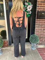 Black denim jumpsuit