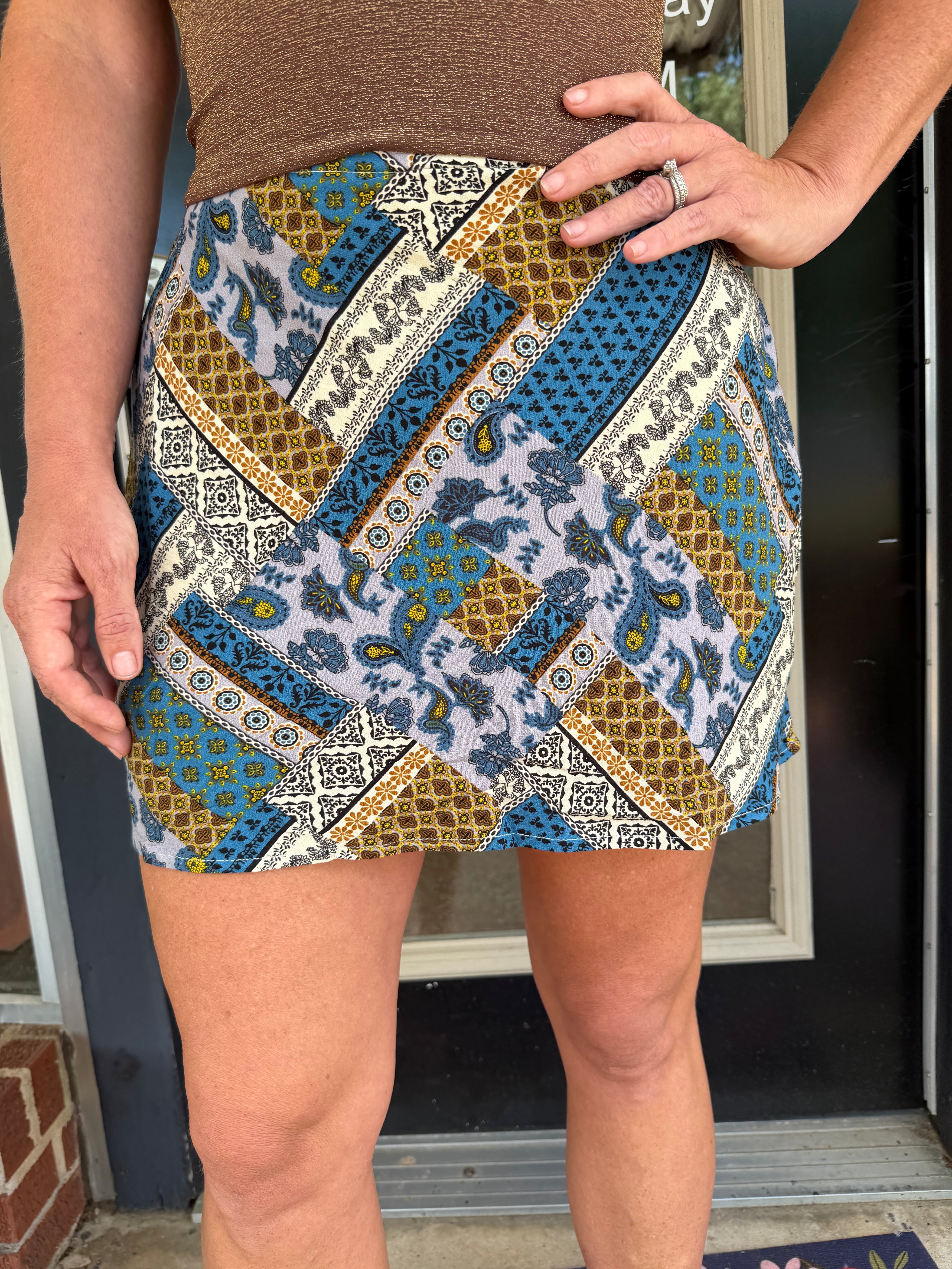 Blue Willow Patchwork Skort