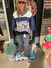 Blue Skies Patchwork Pullover Top