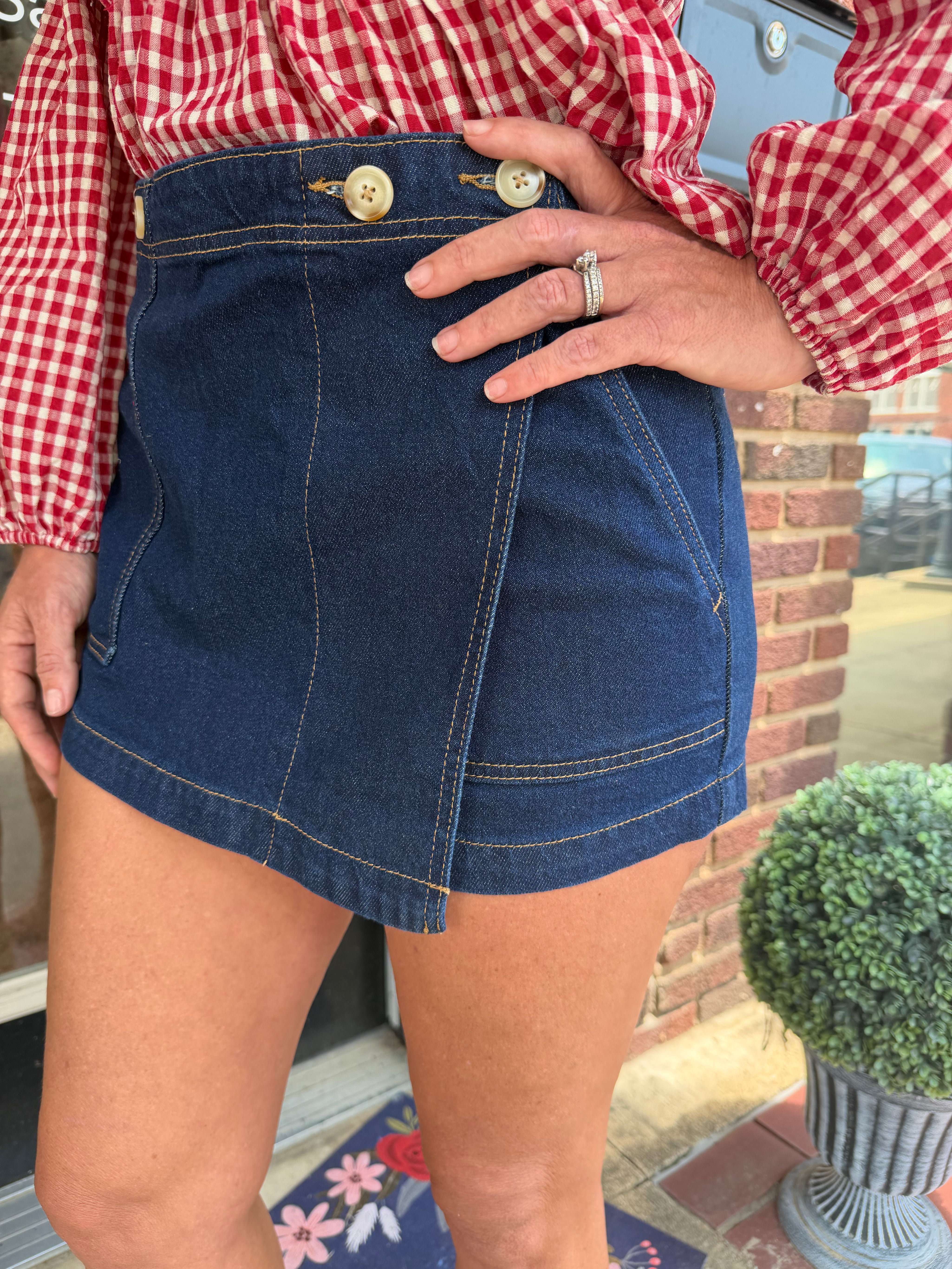 Harbor Blue Utility Denim Skort