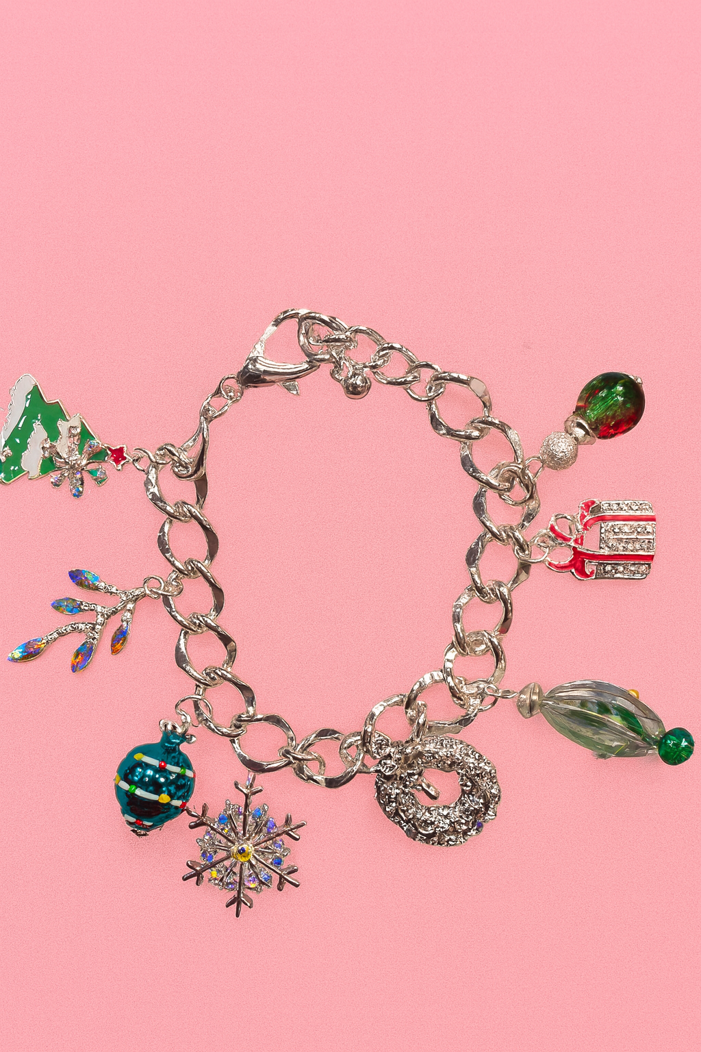 Christmas spirit silver charm bracelet