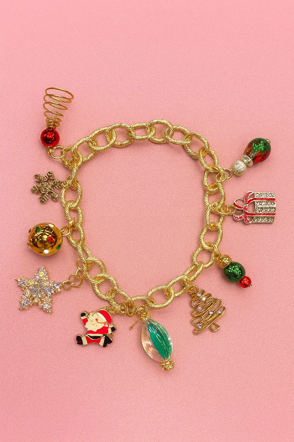 Christmas spirit charm bracelet in gold