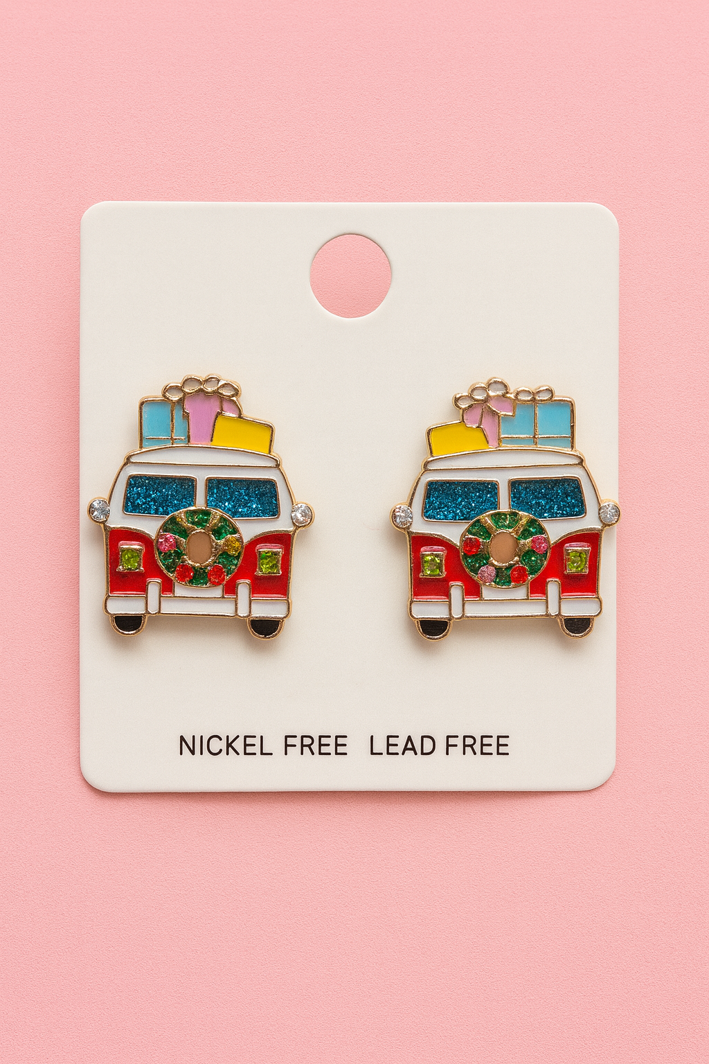 Christmas van earrings