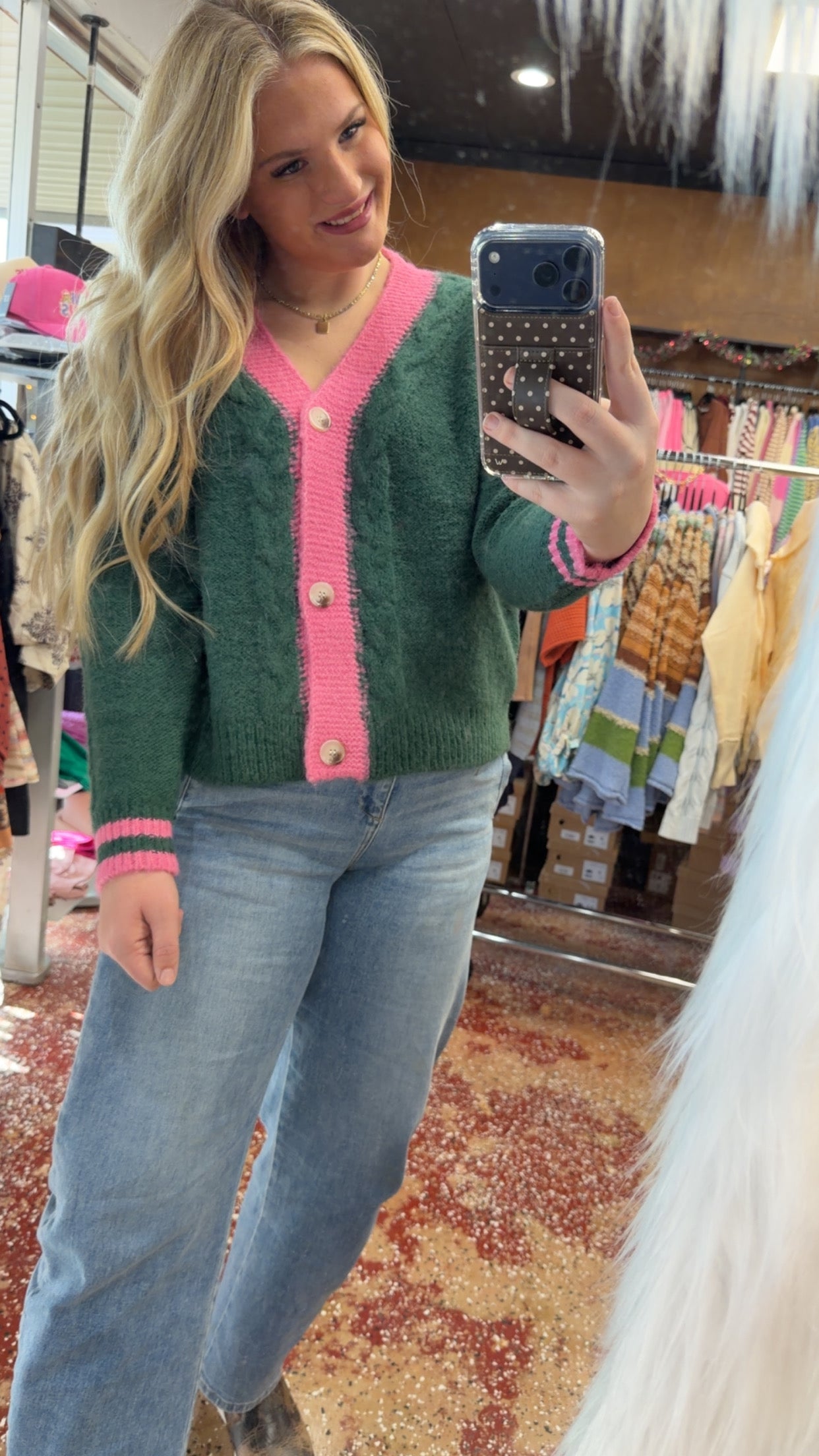 Evergreen Charm Colorblock Cardigan