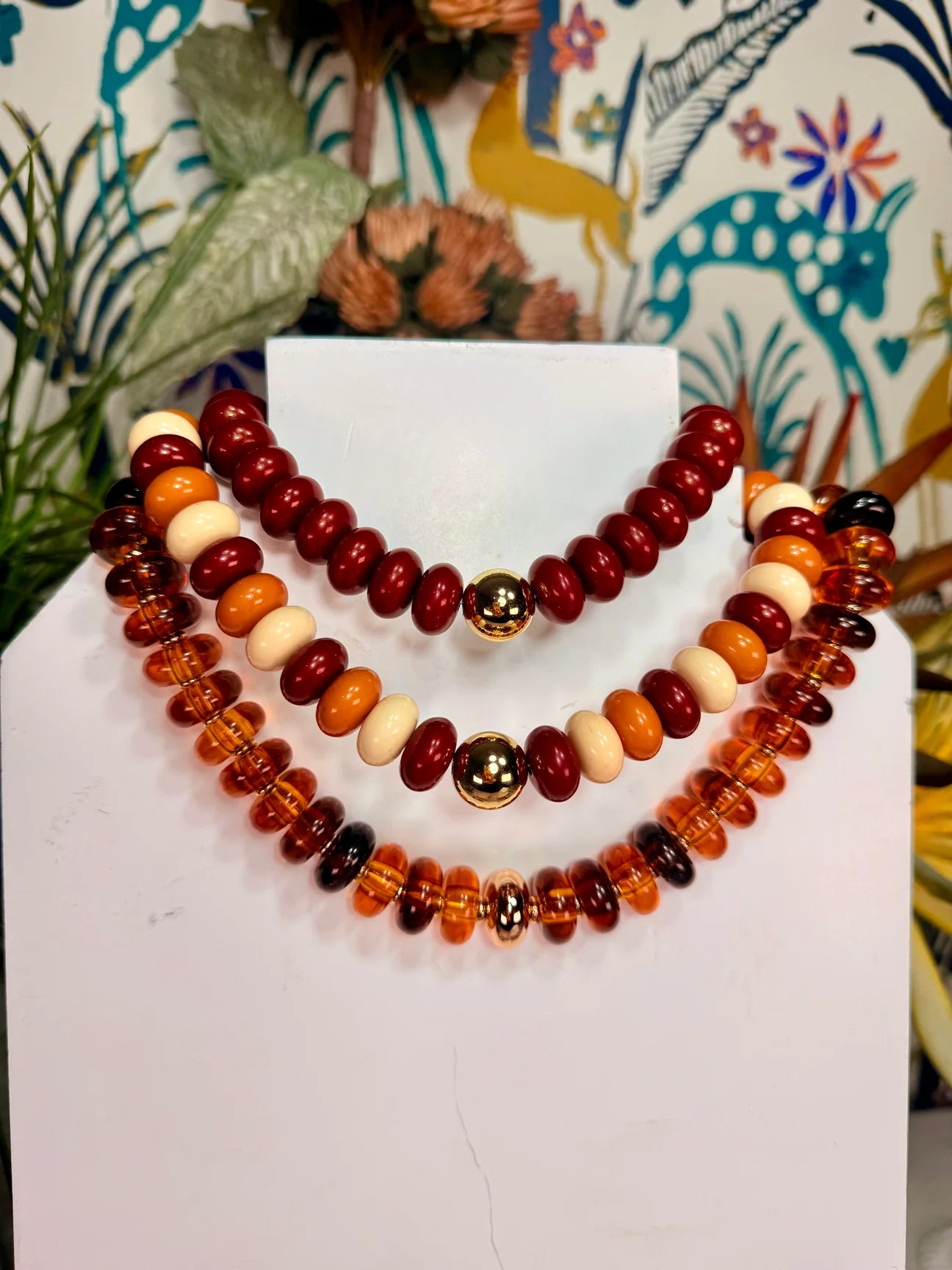 Amber Glow Beaded Statement Necklace