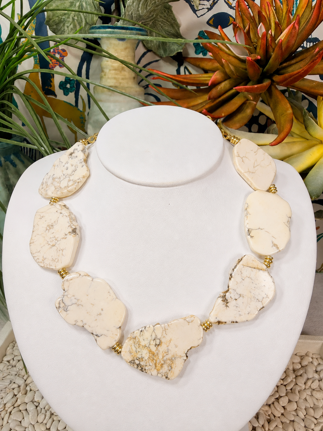 Natural Stone Statement Necklace